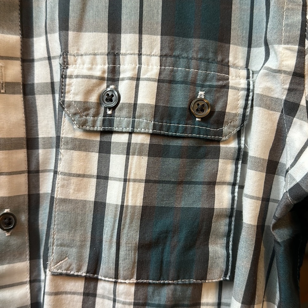 Alfani Fitted Patterned Button-Down, Blue-Green, … - image 2